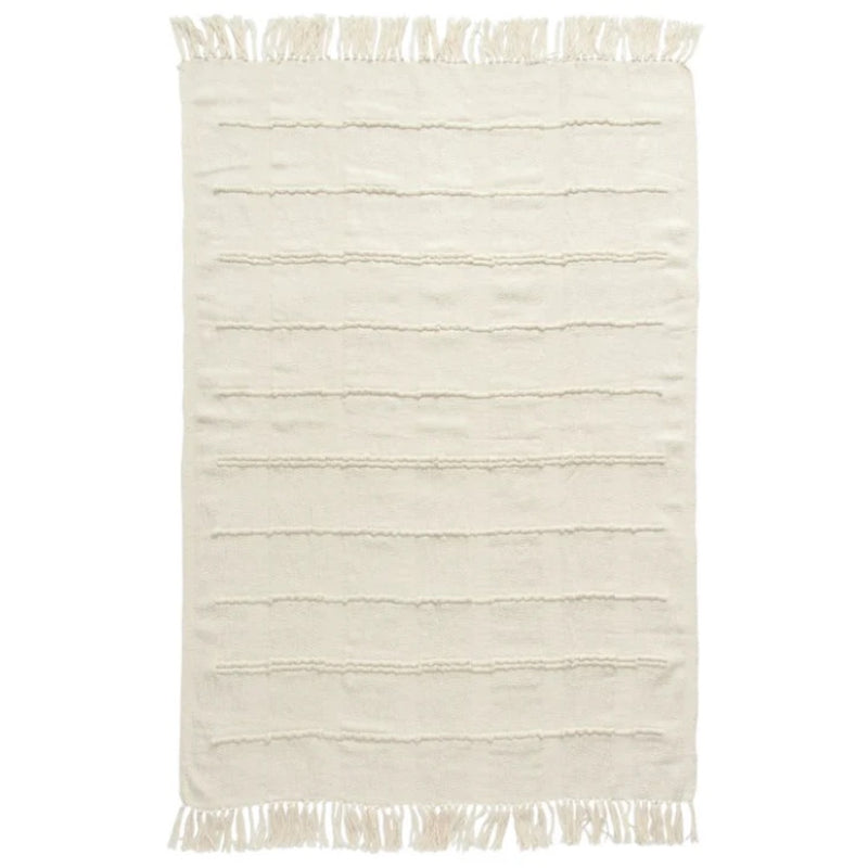 blended textured cotton throw blanket tassel edge