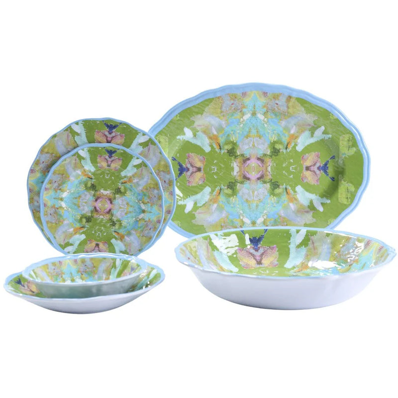 Stained Glass Green Melamine Dinner Plates (set of 4)