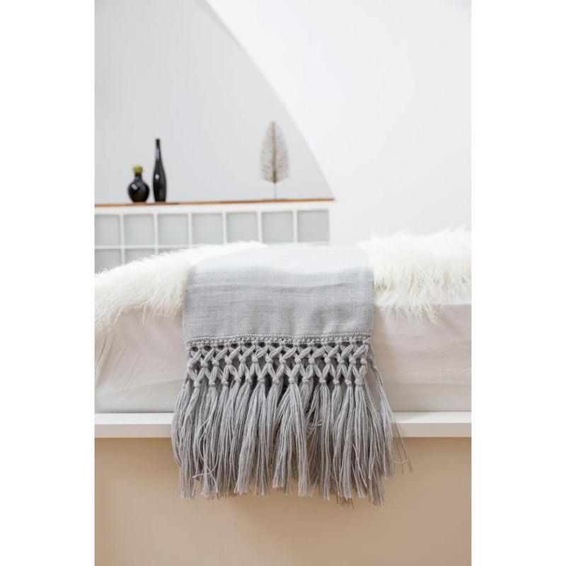 gray throw fringe alpaca