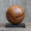 bookends round natural teak wood black base 