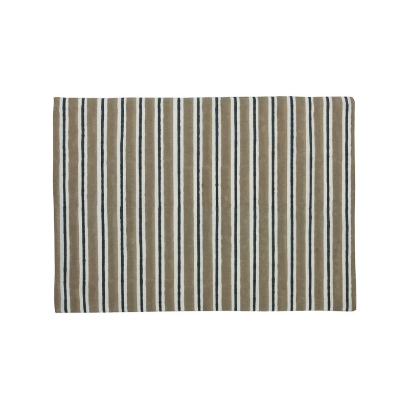 tan navy striped placemats block printed cotton