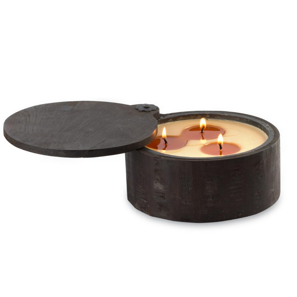 mango wood candle three wick dark ebony stain