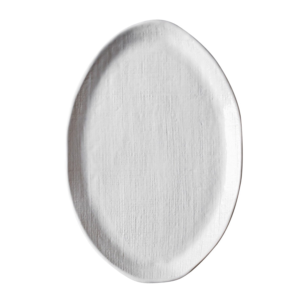 handmade ceramic platter white linen