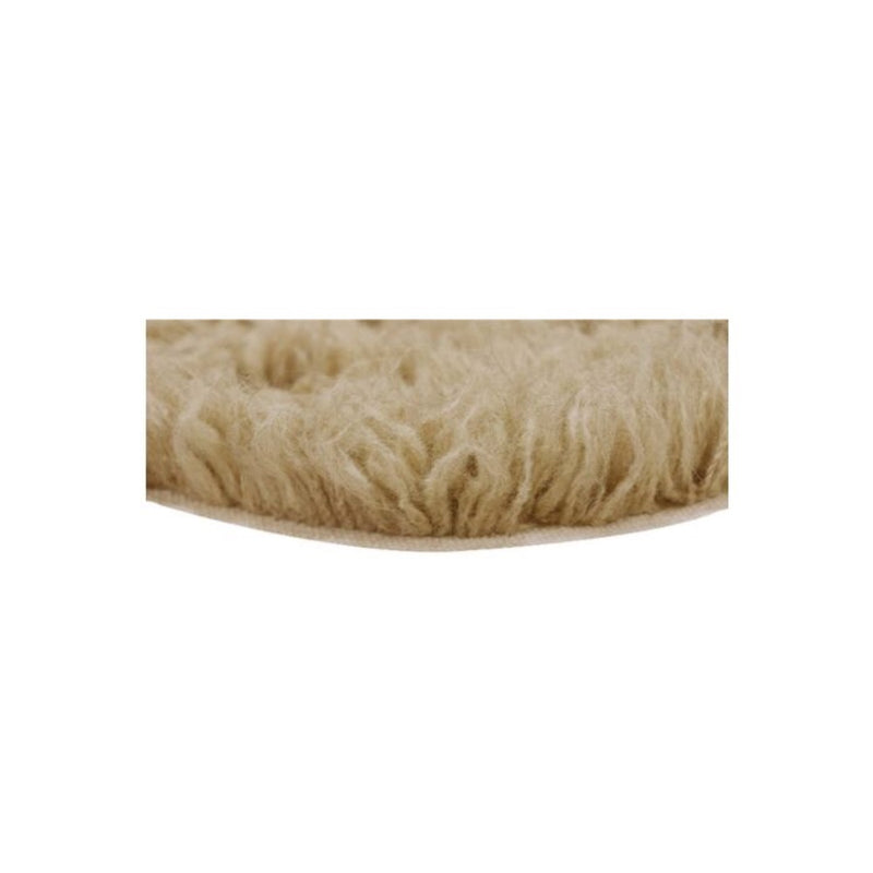 small fluffy beige pelt rug wool recycled cotton rounded edges