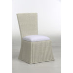 dining chair whitewash wicker upholsered white cushion