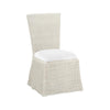 dining chair whitewash wicker upholsered white cushion