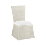 dining chair whitewash wicker upholsered white cushion