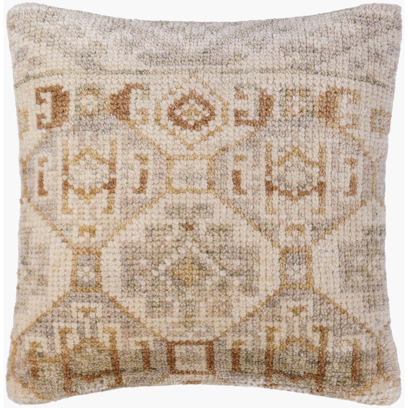 square accent pillow wool knotted neutral ethnic pattern