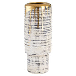 vase round beige black wash gold rim