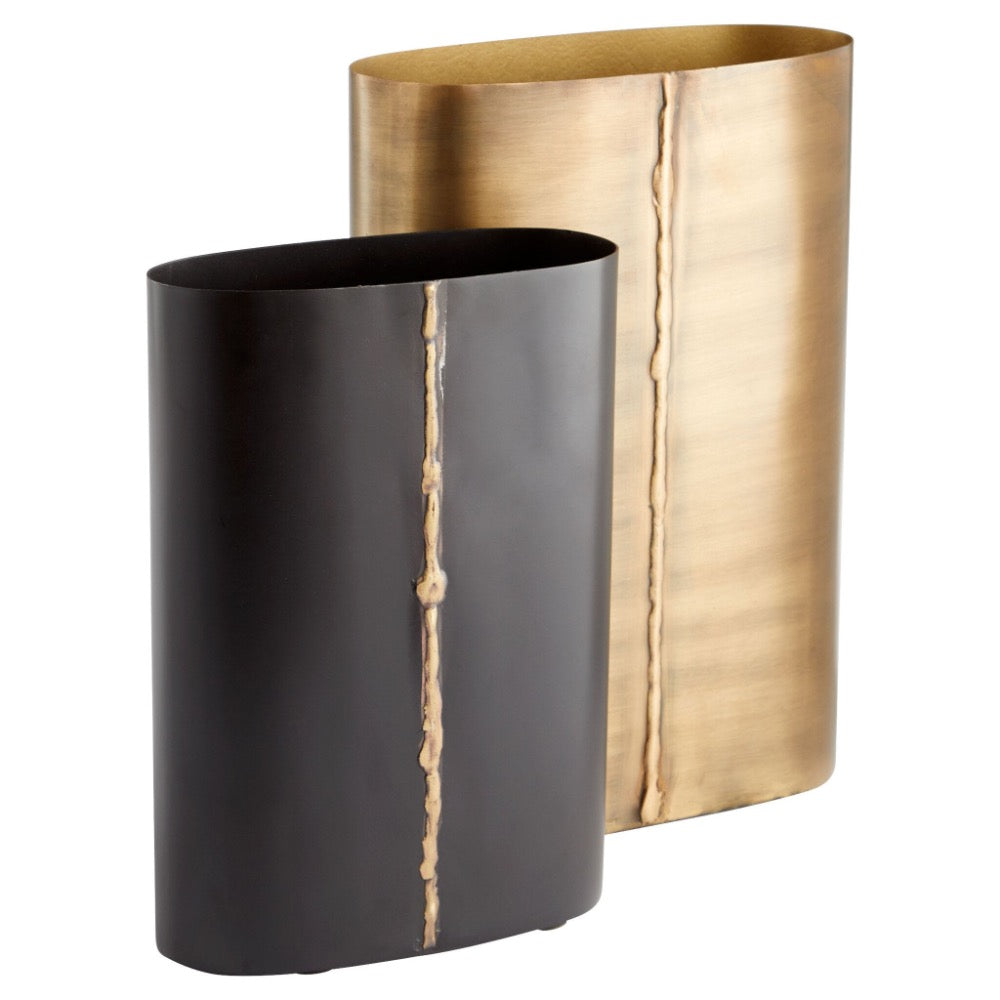 oval gold black vase detail textured set 2