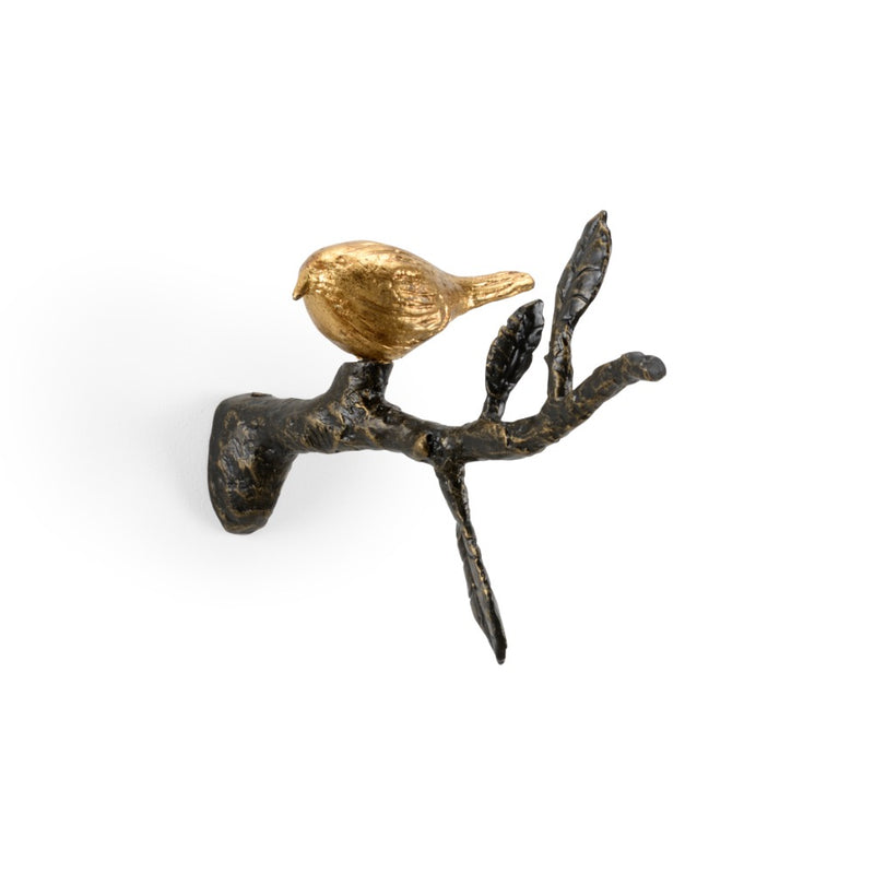 branch bird wall hook antique gold bronze