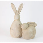 Kalalou's set of 2 Cement Rabbit Sculptures adds a whimsical accent with a weathered finish on a white background.