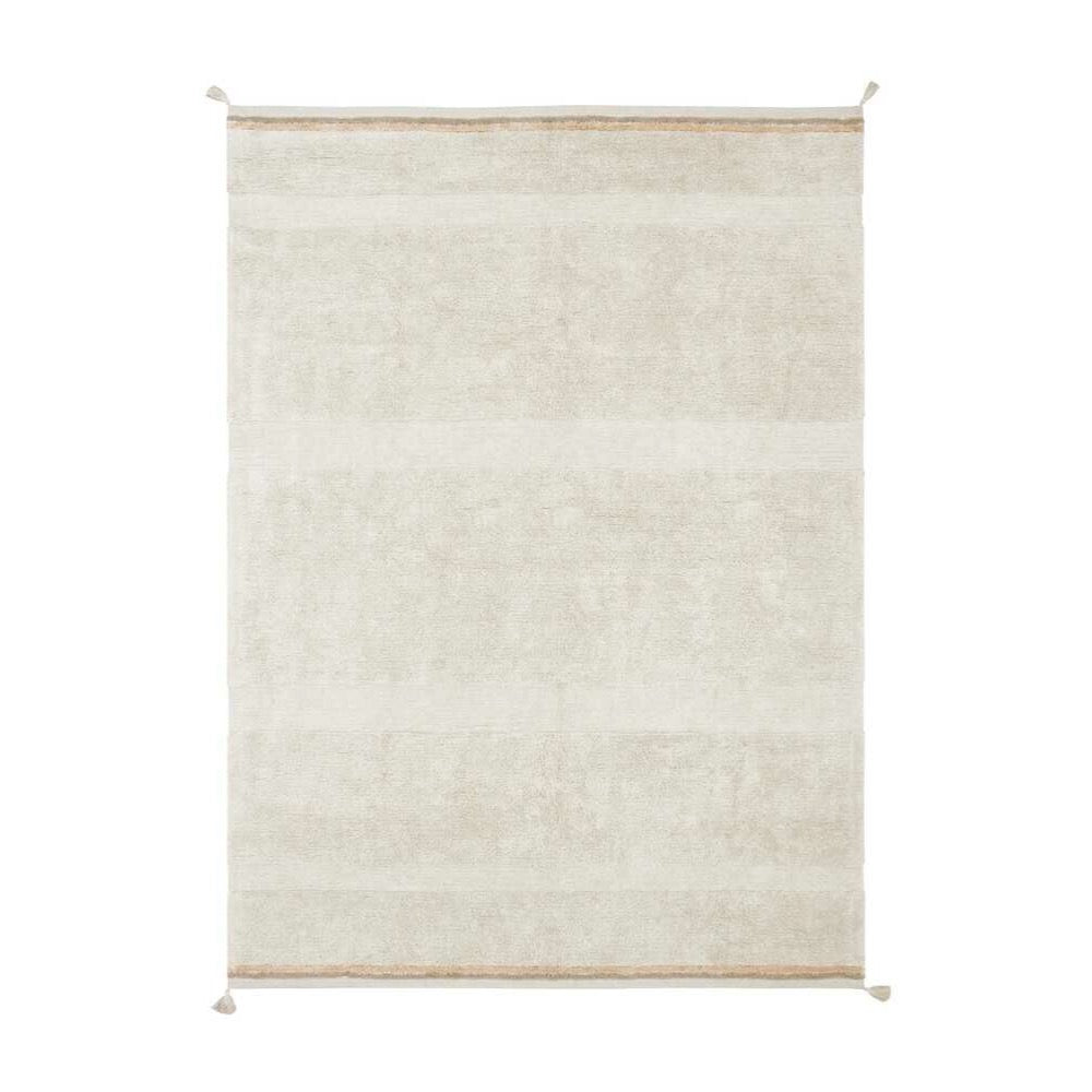 rectangle rug washable cotton beige tassel detail 