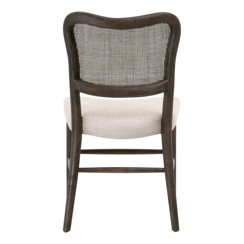 beige seat brown cane back wood frame dining chair