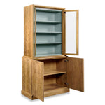 tall natural cabinet wood framed glass doors storage