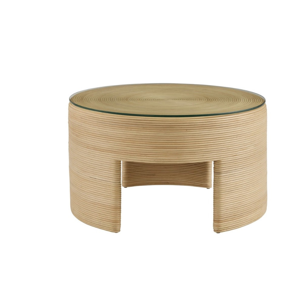 coffee table round natural pencil rattan