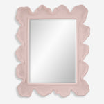 scalloped light pink-framed wall mirror organic shape waves