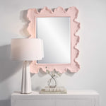 scalloped light pink-framed wall mirror organic shape waves