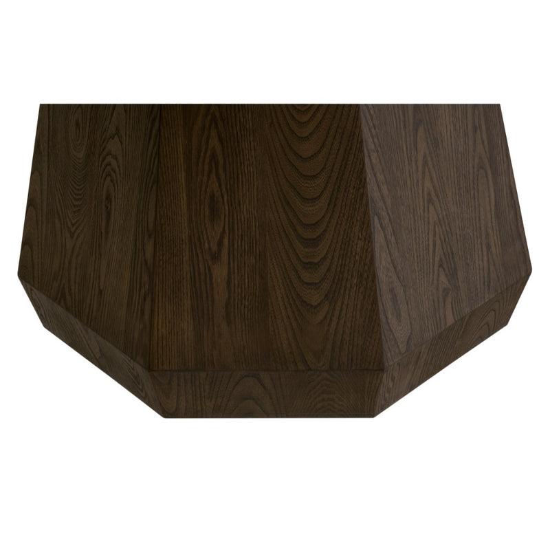 round dark brown 54" pedestal dining table starburst pattern