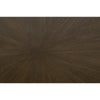 round dark brown 54" pedestal dining table starburst pattern