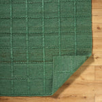 woven green jute area rug square pattern