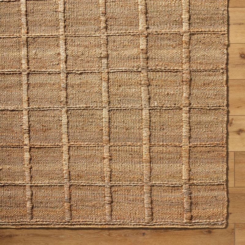 woven natural jute area rug square pattern