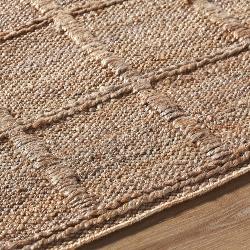 woven natural jute area rug square pattern