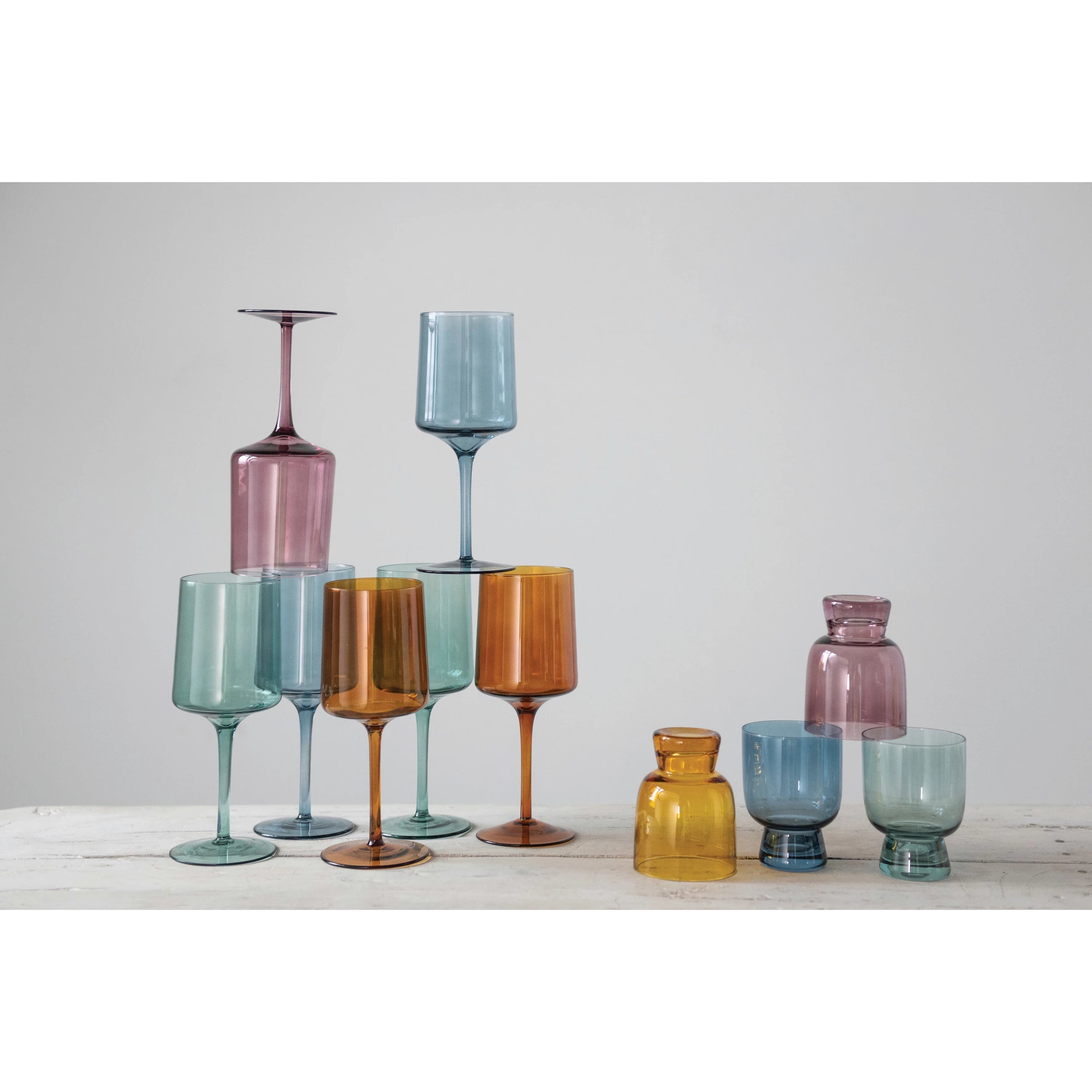 Colored stemmed wine glasses (set of 4) – Bam Bird Boutique