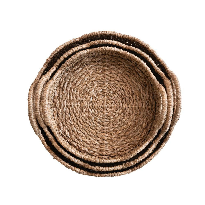 Scalloped Braided Bankuan + Rattan Trays (set of 3)