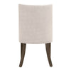 dark wood legs dining chair white seat natural linen back