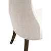 dark wood legs dining chair white seat natural linen back