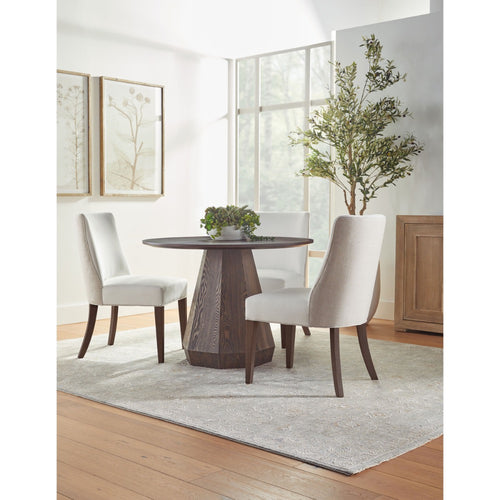 dark wood legs dining chair white seat natural linen back