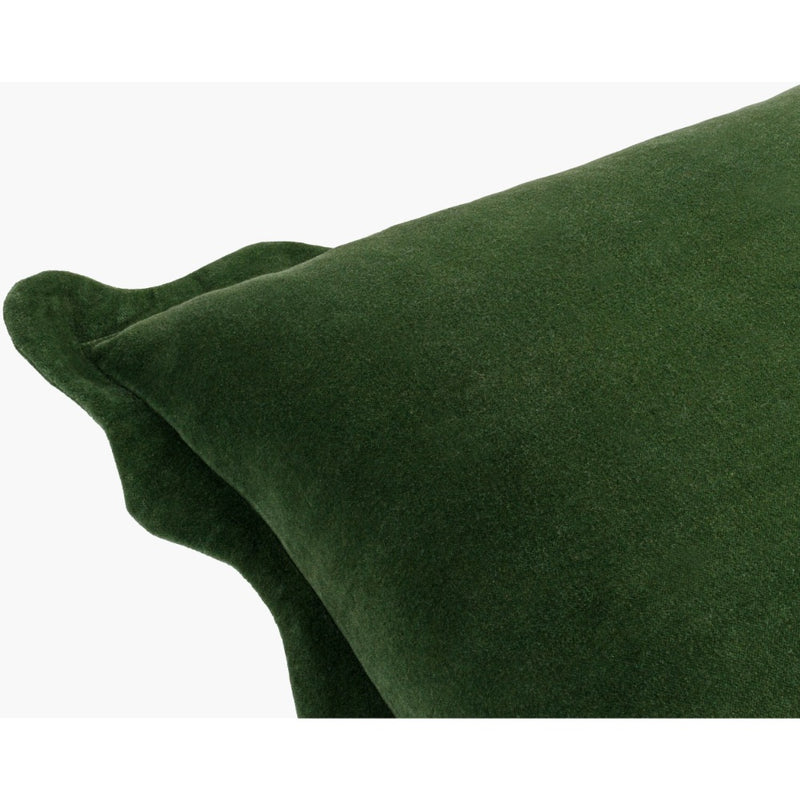 square accent pillow scalloped flange dark green velour