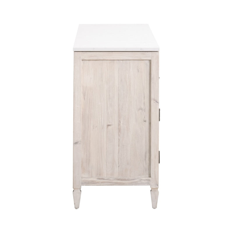 white wash reclaimed sideboard media cabinet transitional quartz top