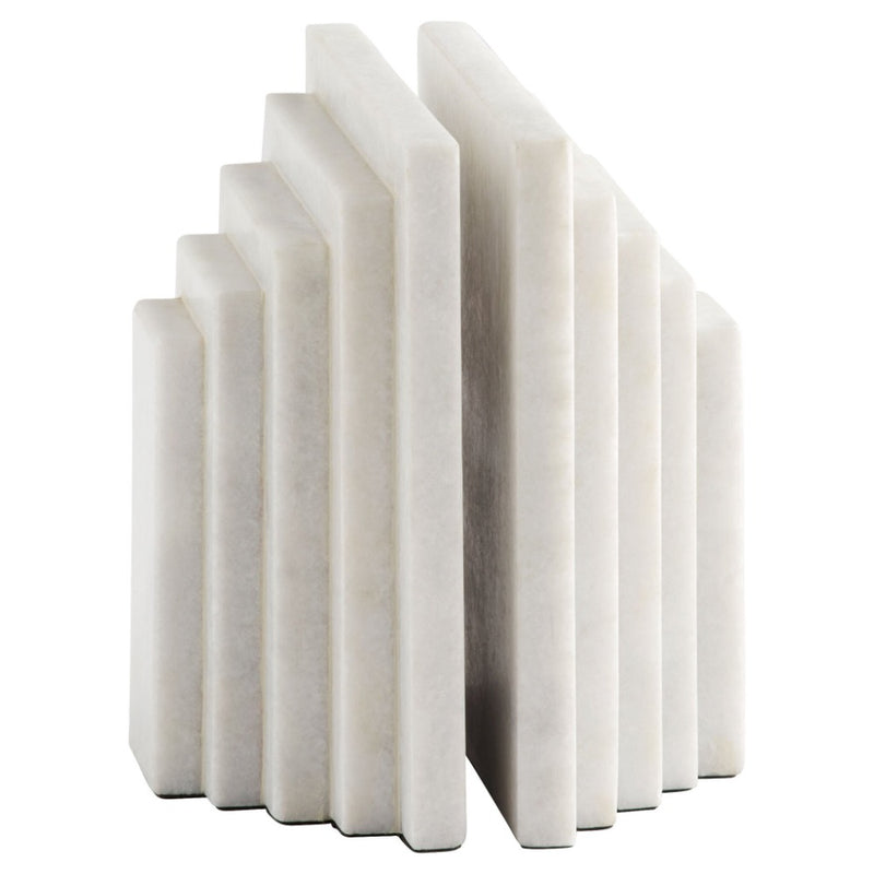 graduated white marble panel bookends