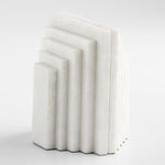 graduated white marble panel bookends