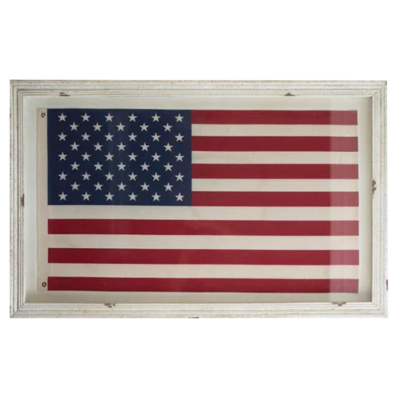 Large Framed American Flag Under Glass