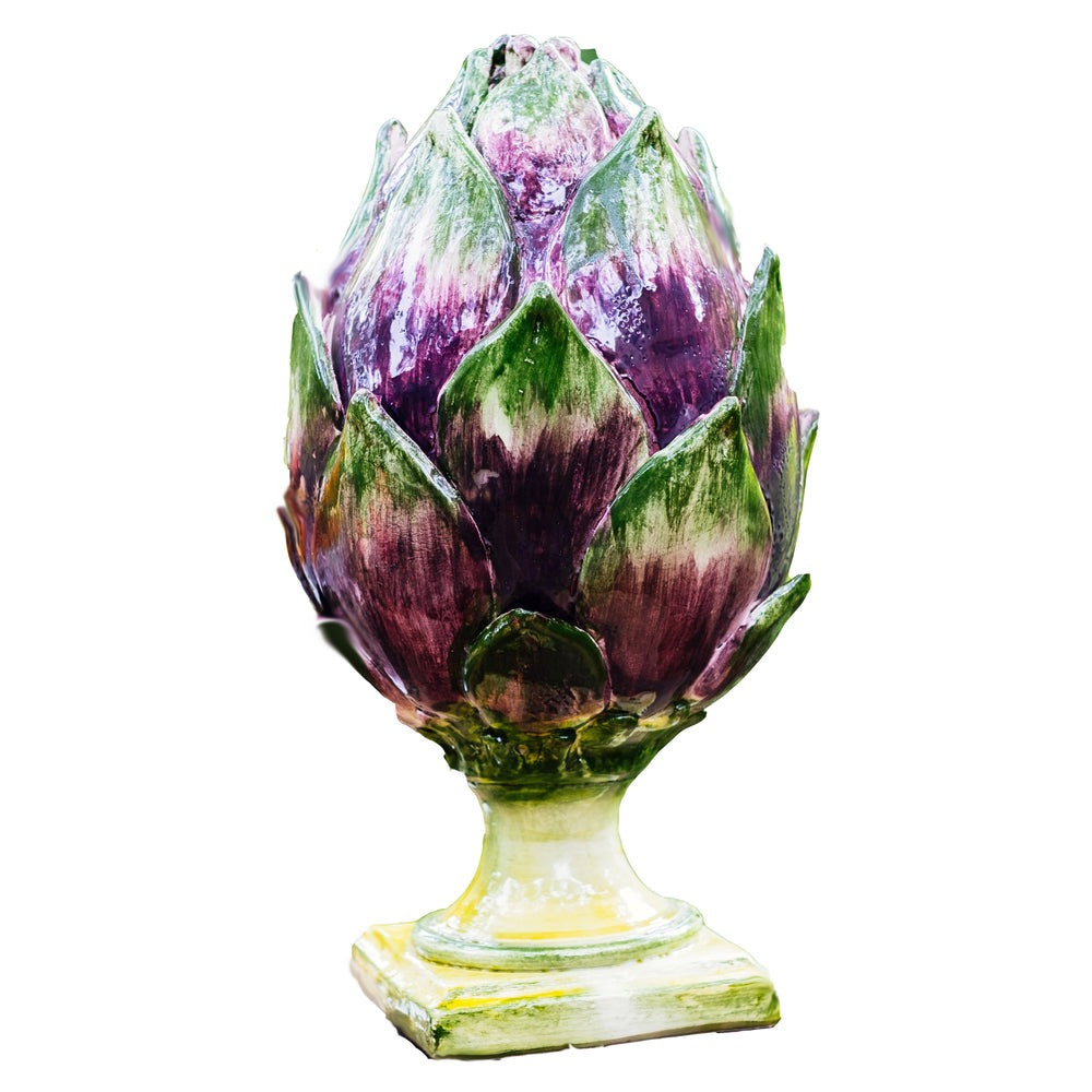 artichoke sculpture purple green