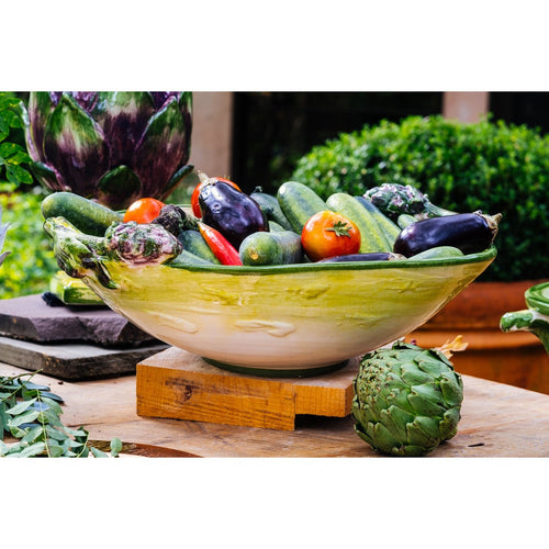 artichoke sculpture purple green bowl vegetables