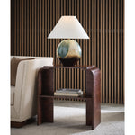 waterfall end table dark burlwood open shelf