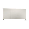 off-white raffia wrapped 3-door buffet server brass hardware