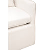 white upholstered arm chair linen back sides