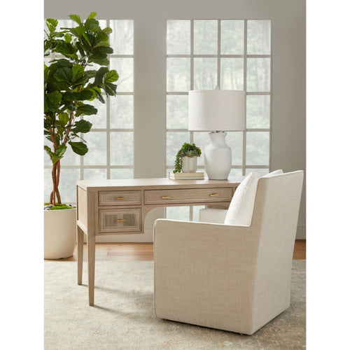 white upholstered arm chair linen back sides