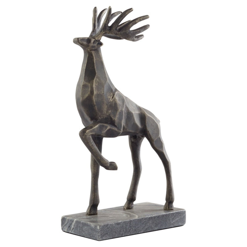 pewter finished stag sculpture on marble