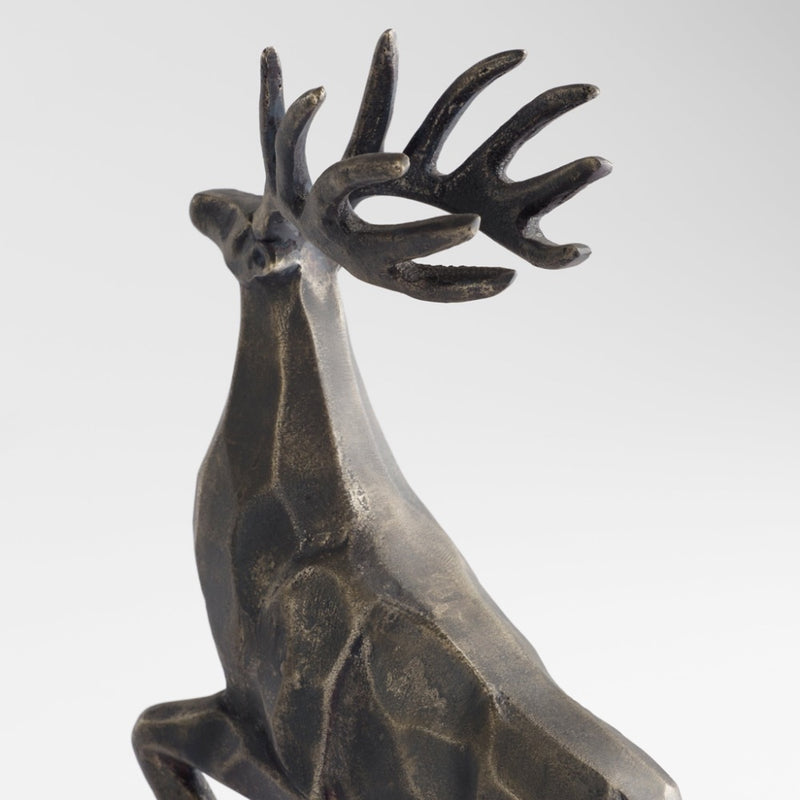 pewter finished stag sculpture on marble