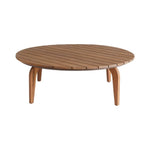 round slatted top contemporary indoor outdoor teak coffee table