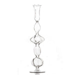 tall clear glass mouth-blown taper candleholder