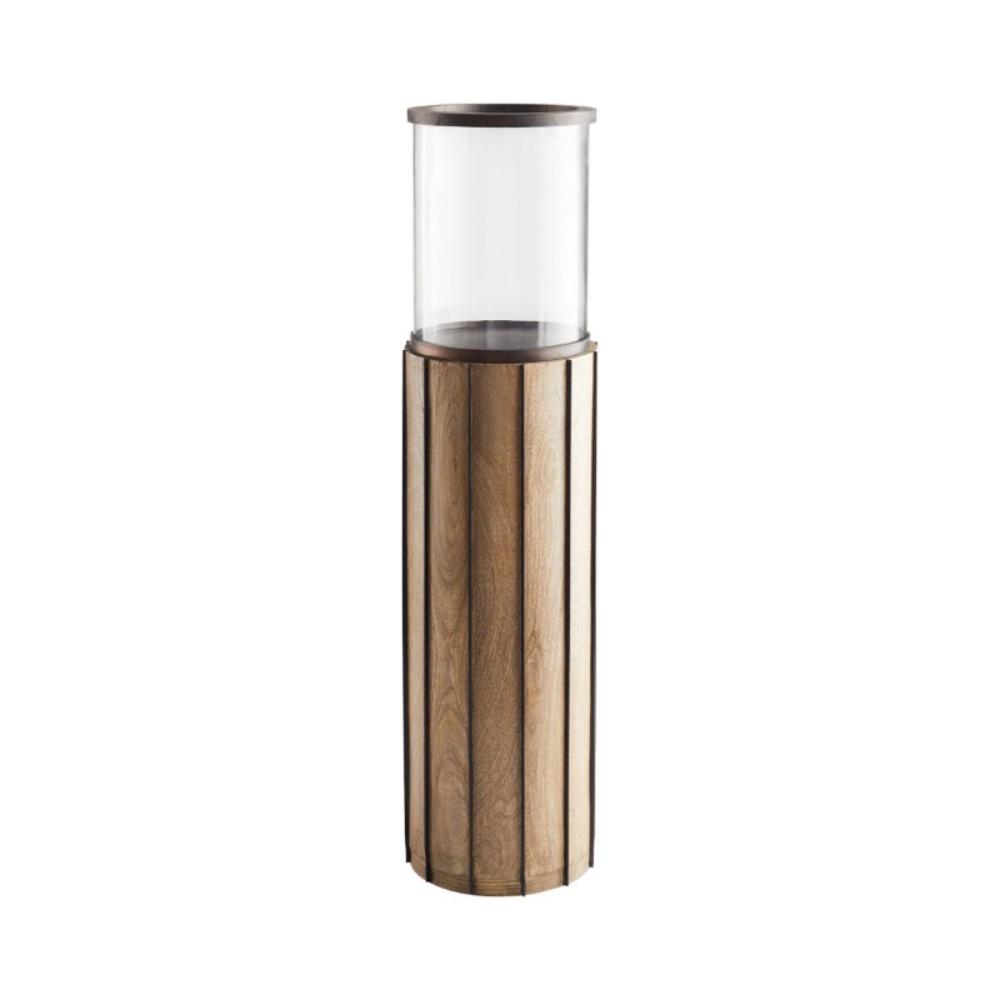 tall mango wood column candle hurricane 