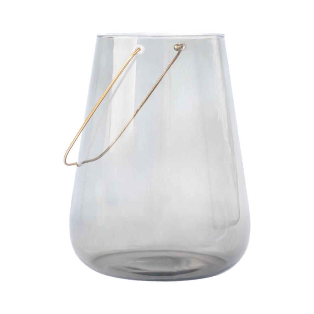 smoked glass tall candle hurricane brass handle