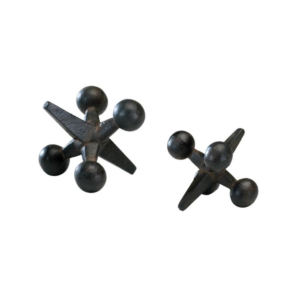 set 2 decorative large black game jacks 